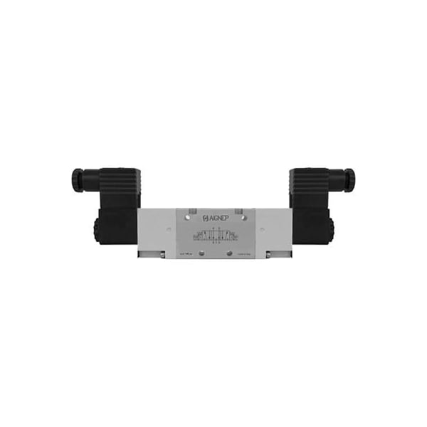 Alpha Technologies Aignep USA 5/3 Dbl Solenoid Vlv, Ext Pilot, Closed Cntr, Spr Cntred, 1/8 NPTF, 110V AC/5VA Coil, Blk 01VA07CC02N0501 - main